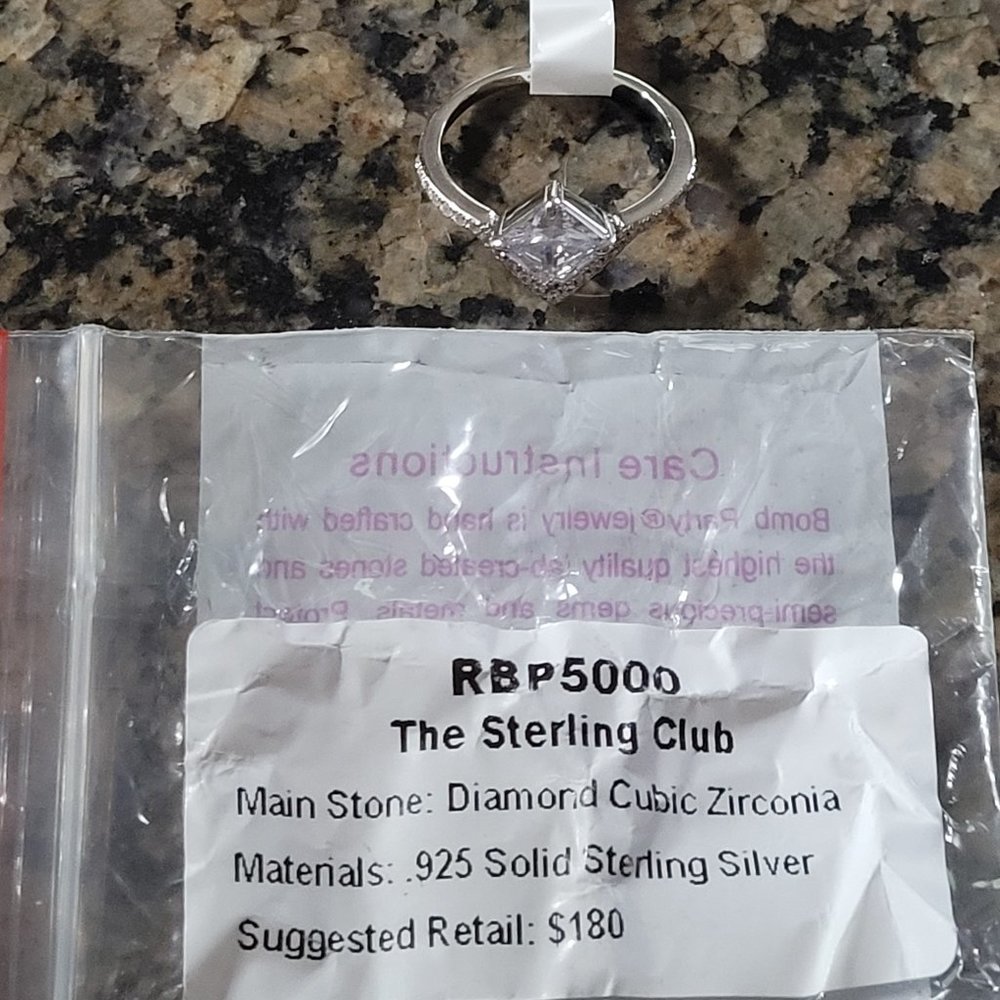 Bomb Party RBP5000 Diamond Cubic Zirconia .925 Solid Sterling Silver Sz 6 - Picture 5 of 5